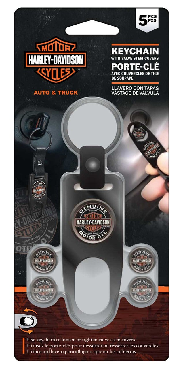 Harley-Davidson Vintage Logo Valve Cap Kit &amp; Key Chain