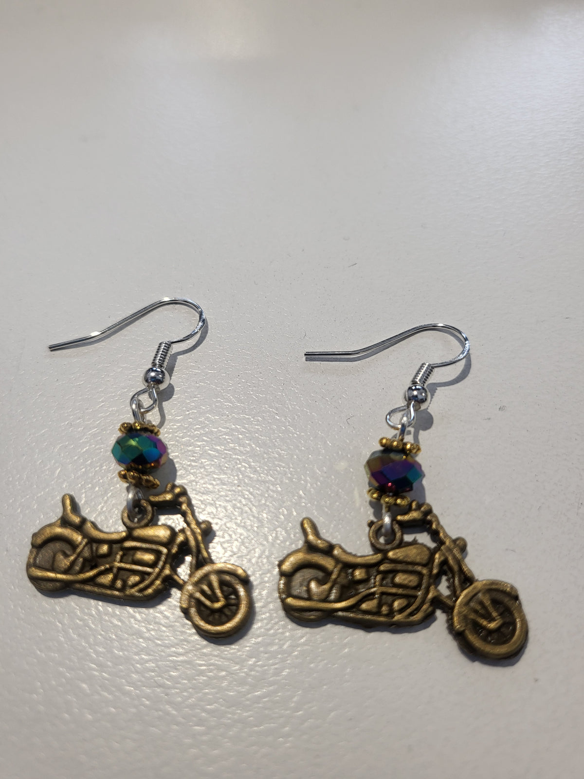 Earrings Brown Motorbike - Blue/Gold Crystals