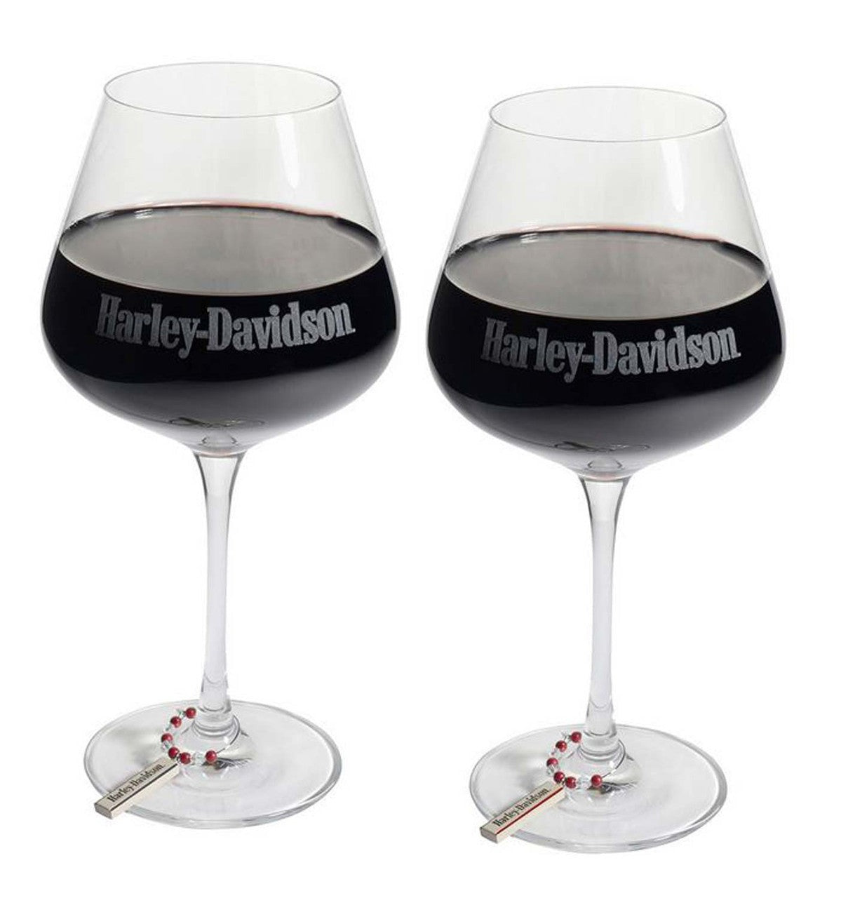 Harley-Davidson Wine Glass Set with Charms
