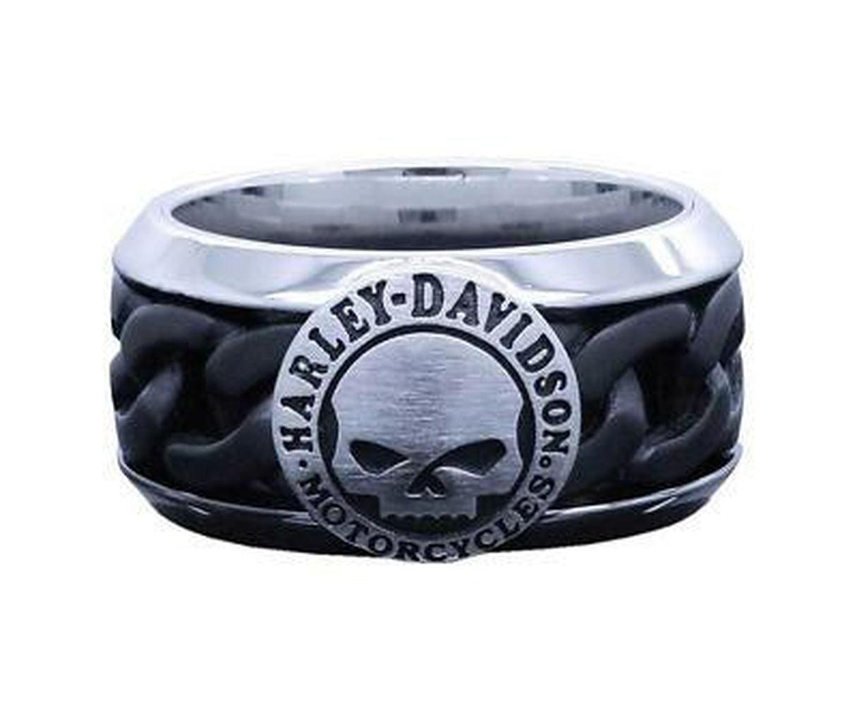 H-D Black Steel Chain Skull Ring-Rolling Thunder Harley-Davidson