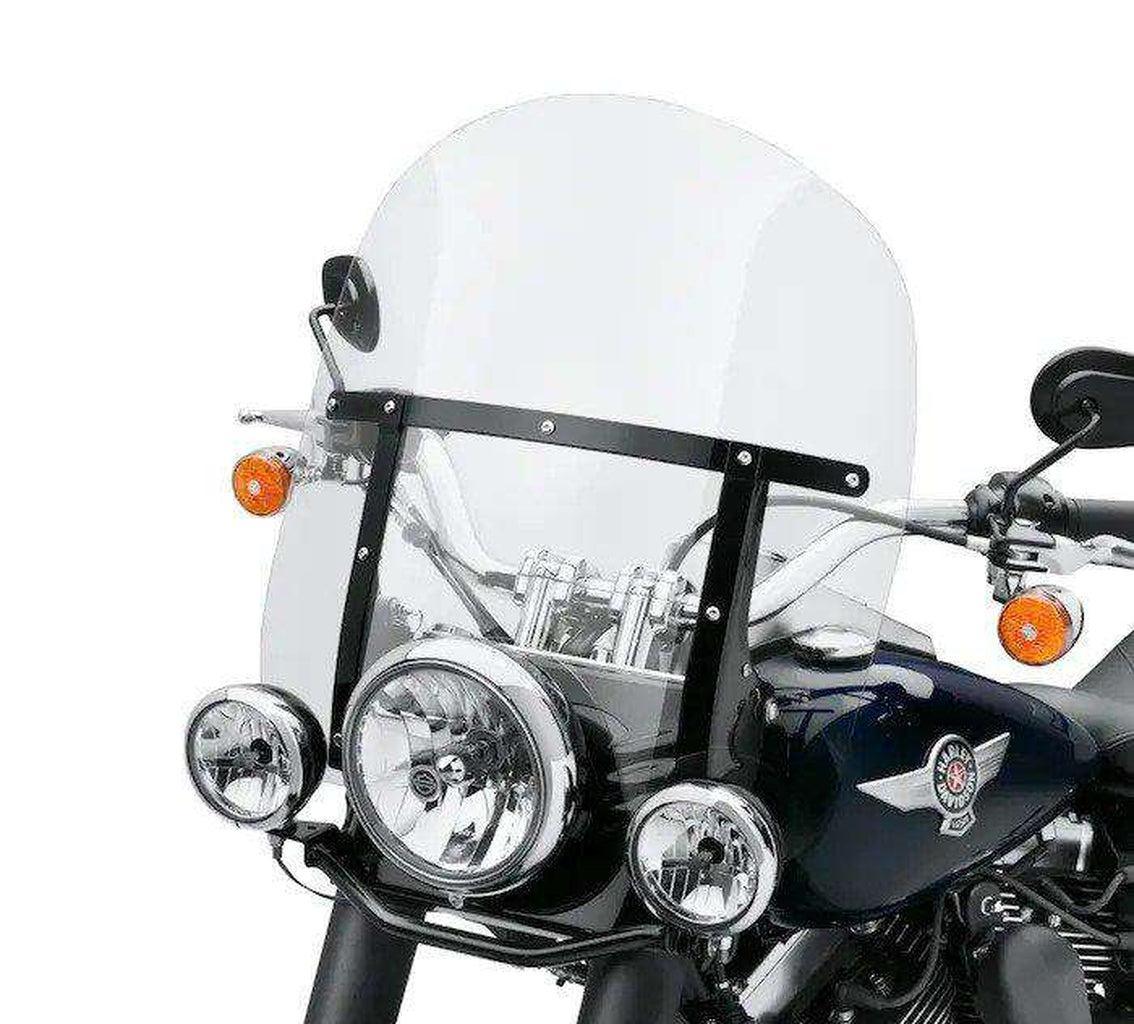 King-Size H-D Detachables Windshield For Fl Softail Models - 18 In. Light Smoke, Gloss Black Brace-57400111-Rolling Thunder Harley-Davidson