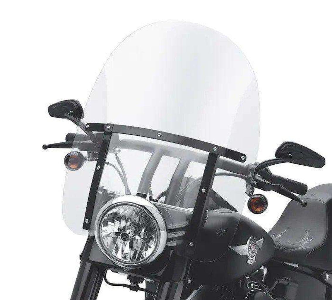 King-Size H-D Detachables Windshield For Fl Softail Models - 21 In. Clear, Gloss Black Braces-57688-10-Rolling Thunder Harley-Davidson