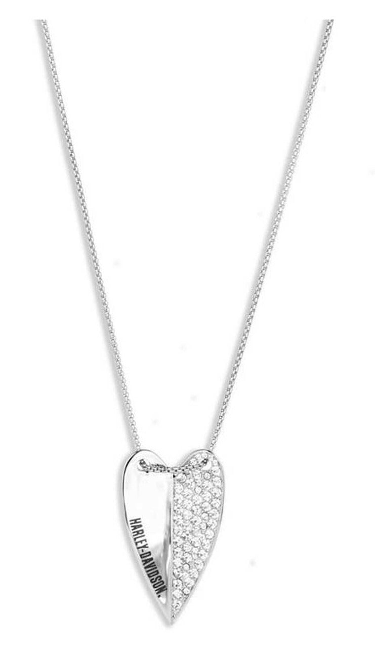 Harley-Davidson Half Pave Heart Pendant Necklace