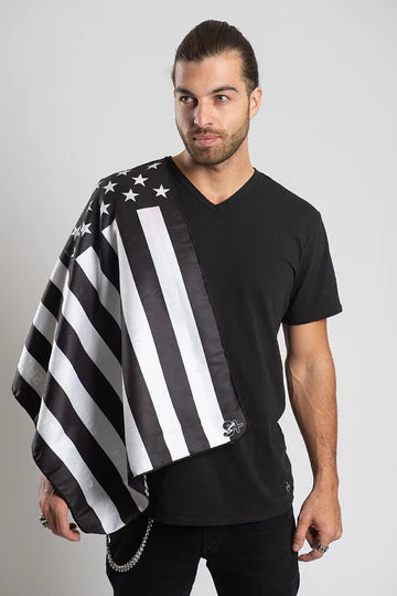 Travel Towel Black &amp; White  USA Flag
