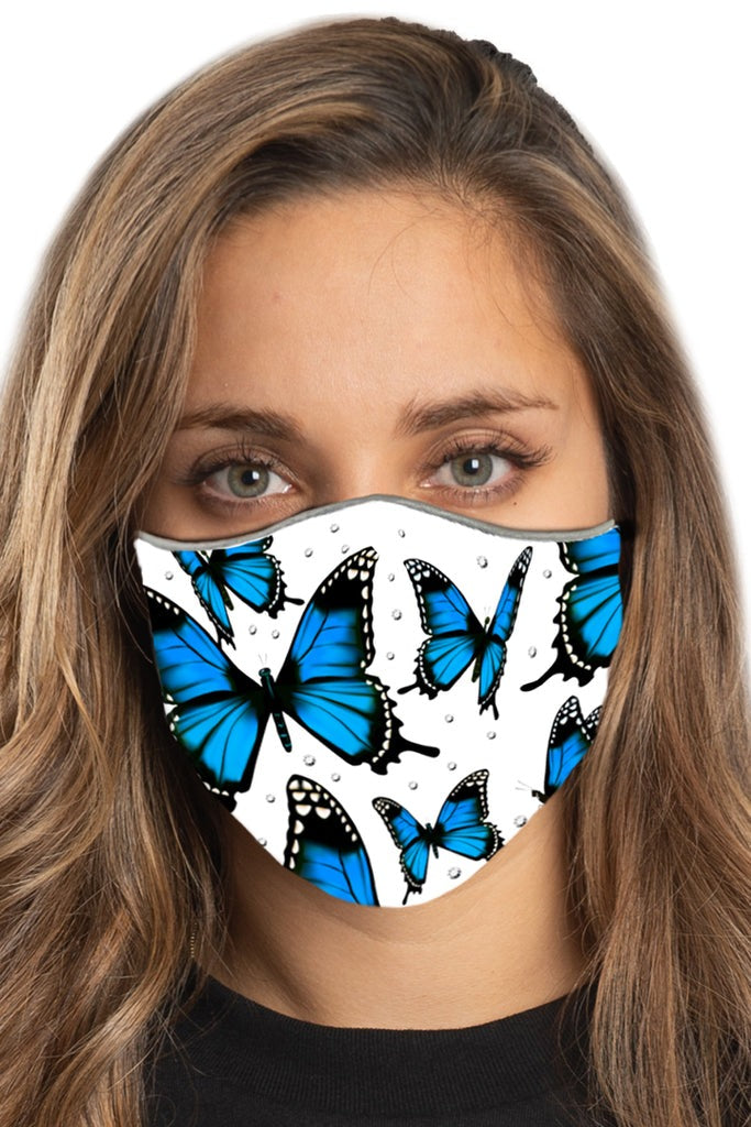 Blue Monarch Butterfly Mask with Gems
