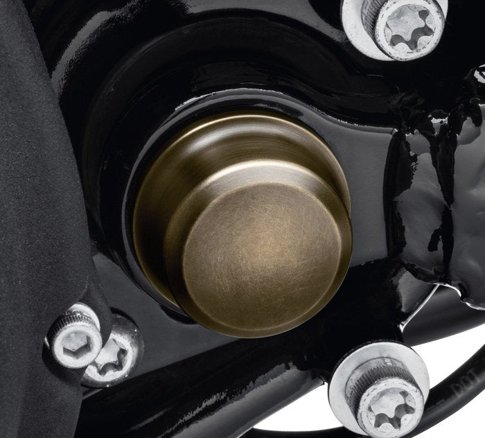 Brass Swingarm Pivot Bolt Cover-61400344-Rolling Thunder Harley-Davidson