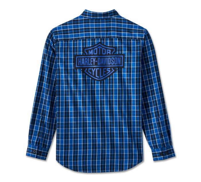 Harley-Davidson Men&#39;s Long Sleeve Blue Plaid Shirt