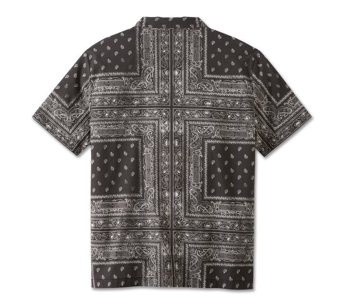 Shirt-Woven Black Paisley Print