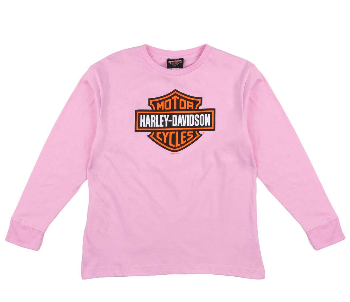 Harley-Davidson Bar &amp; Shield Pink Girls Long Sleeve Dealer Tee