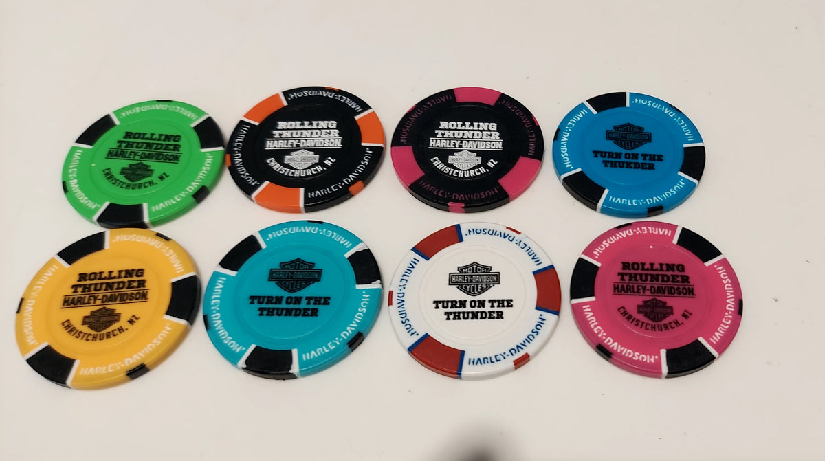 Poker Chips Set Of 8 Rolling Thunder Harley-Davidson Chips