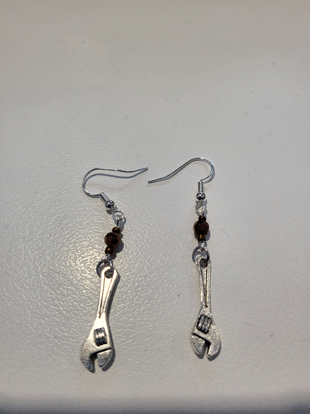 Earrings Silver Crescent- Brown Crystal