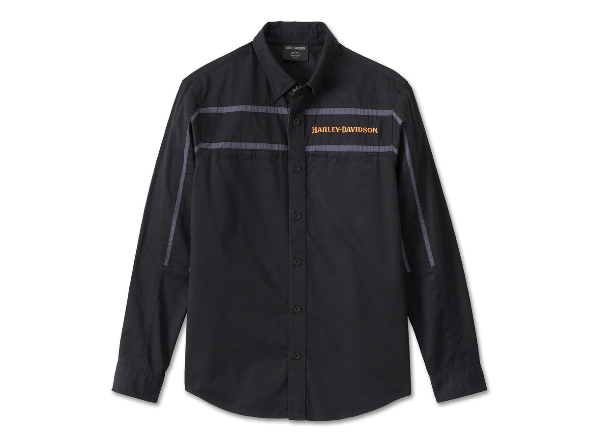 Harley-Davidson Men&#39;s Race Stripe L/S Shirt (Black)