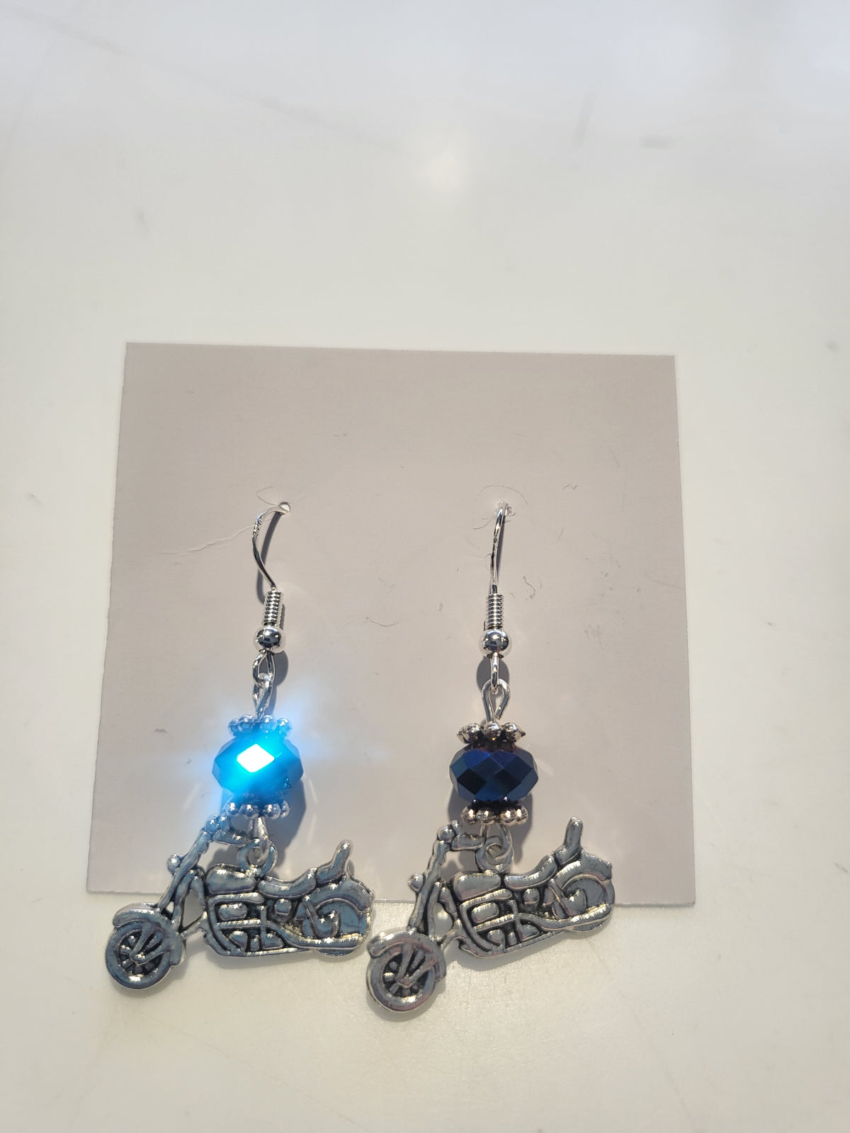 Silver Motorbike Elec Blue Bead