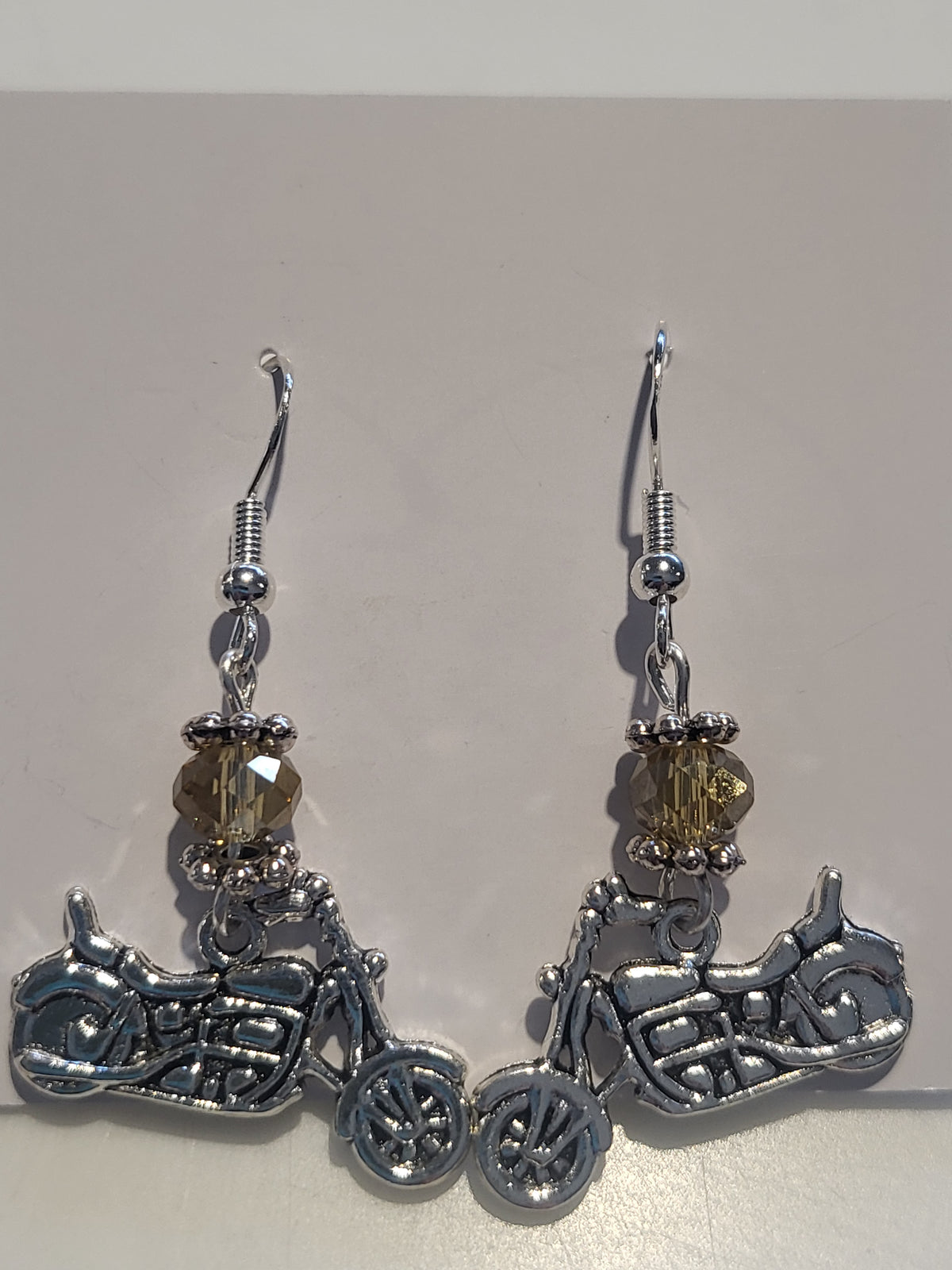 Earings Silver Motorbike-Yellow Bead