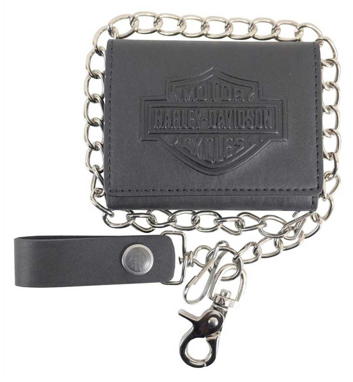 Harley-Davidson Bar &amp; Shield Embossed Trifold Chain Wallet