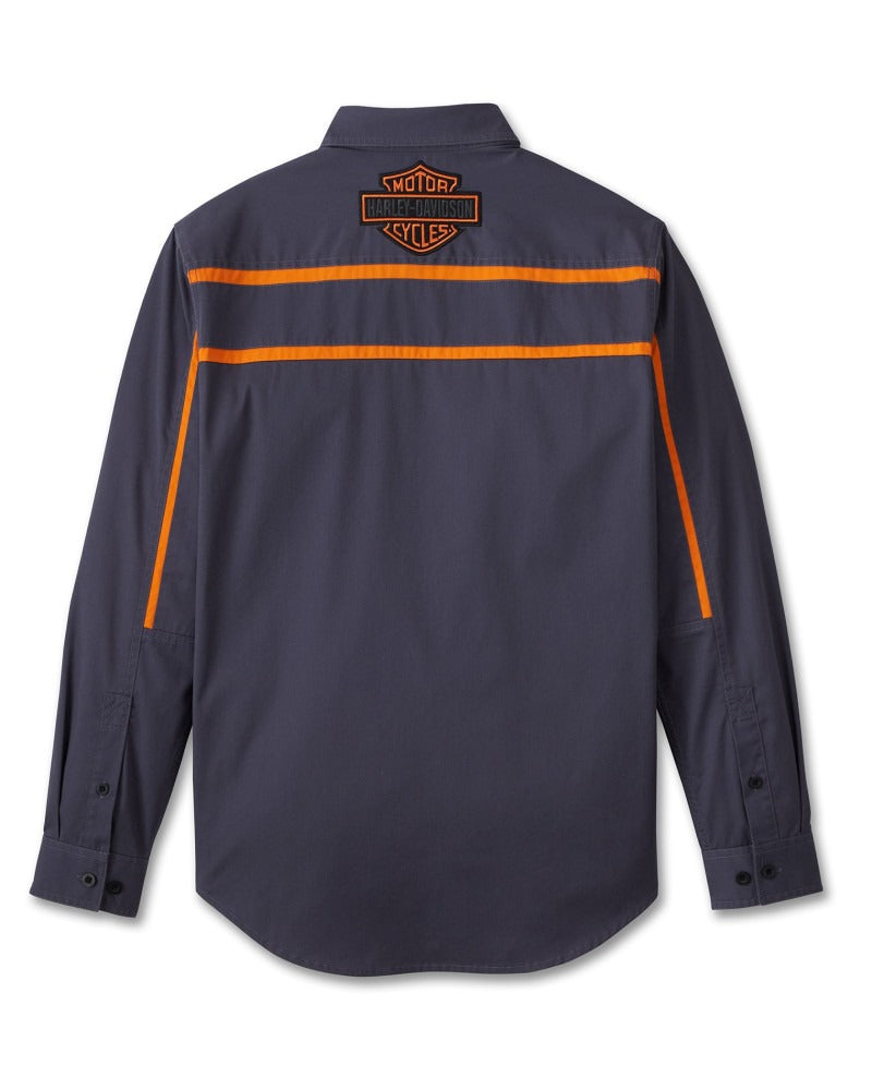 Harley-Davidson Men&#39;s Race Stripes L/S Shirt (Ombre Blue)