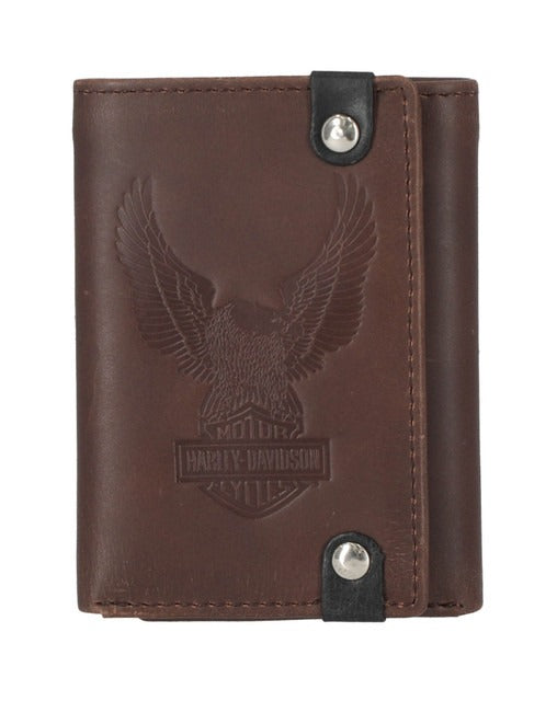 Harley-Davidson Crazy Horse Eagle Trifold Brown Wallet