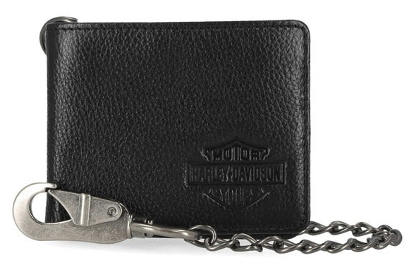 Harley-Davidson Bar &amp; Shield Pebble Leather Billfold with Chain