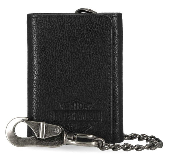 Harley-Davidson Bar &amp; Shield Core Pebble Leathe Trifold with Chain