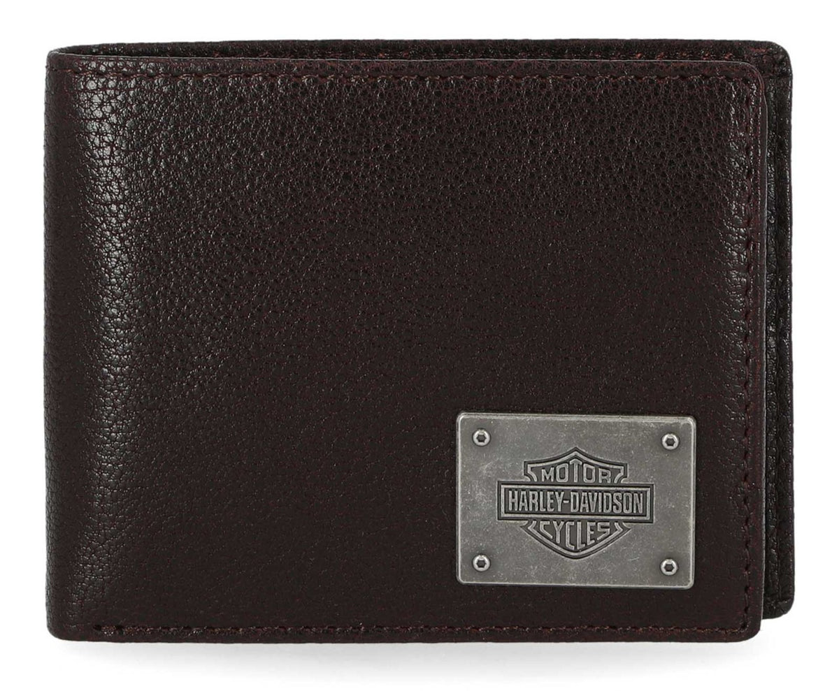 Harley-Davidson Men&#39;s Plate Bar &amp; Shield Brown Wallet