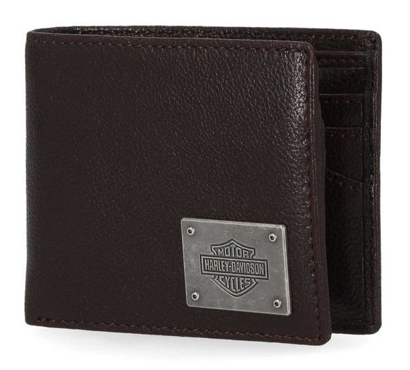 Harley-Davidson Men&#39;s Plate Bar &amp; Shield Brown Wallet