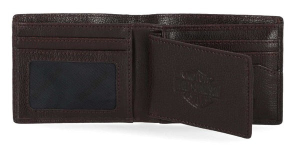 Harley-Davidson Men&#39;s Plate Bar &amp; Shield Brown Wallet