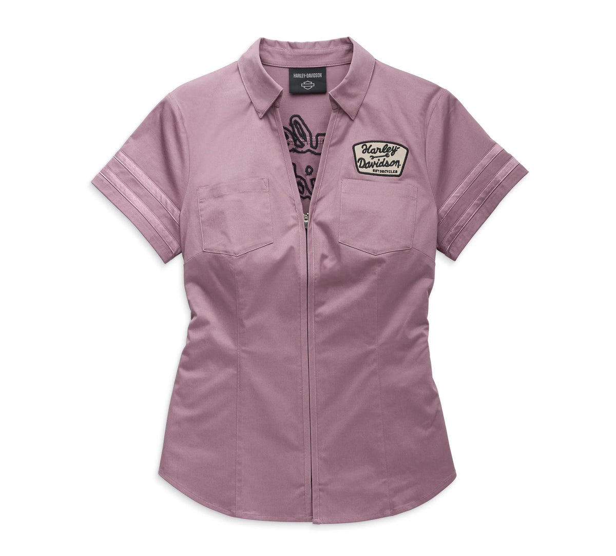 Harley-Davidson Ladies Artisan Zip Front Shirt Dusky Orchid-Rolling Thunder Harley-Davidson