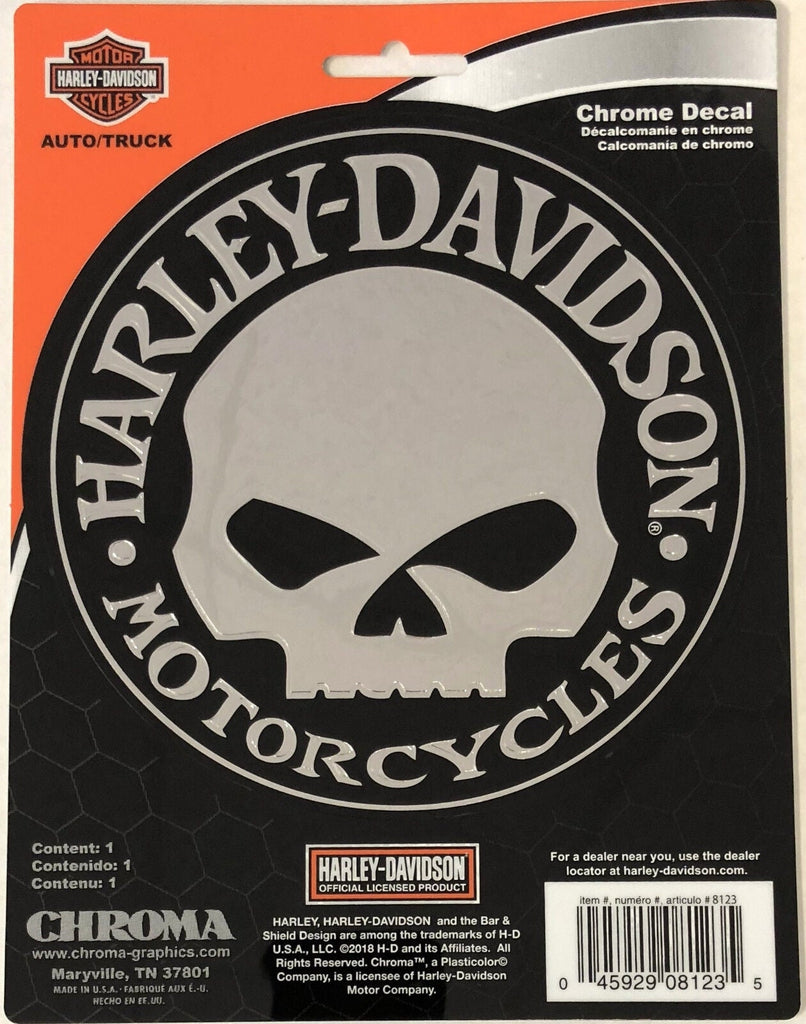 Harley-Davidson Chrome Skull Decal-CG8123-Rolling Thunder Harley-Davidson