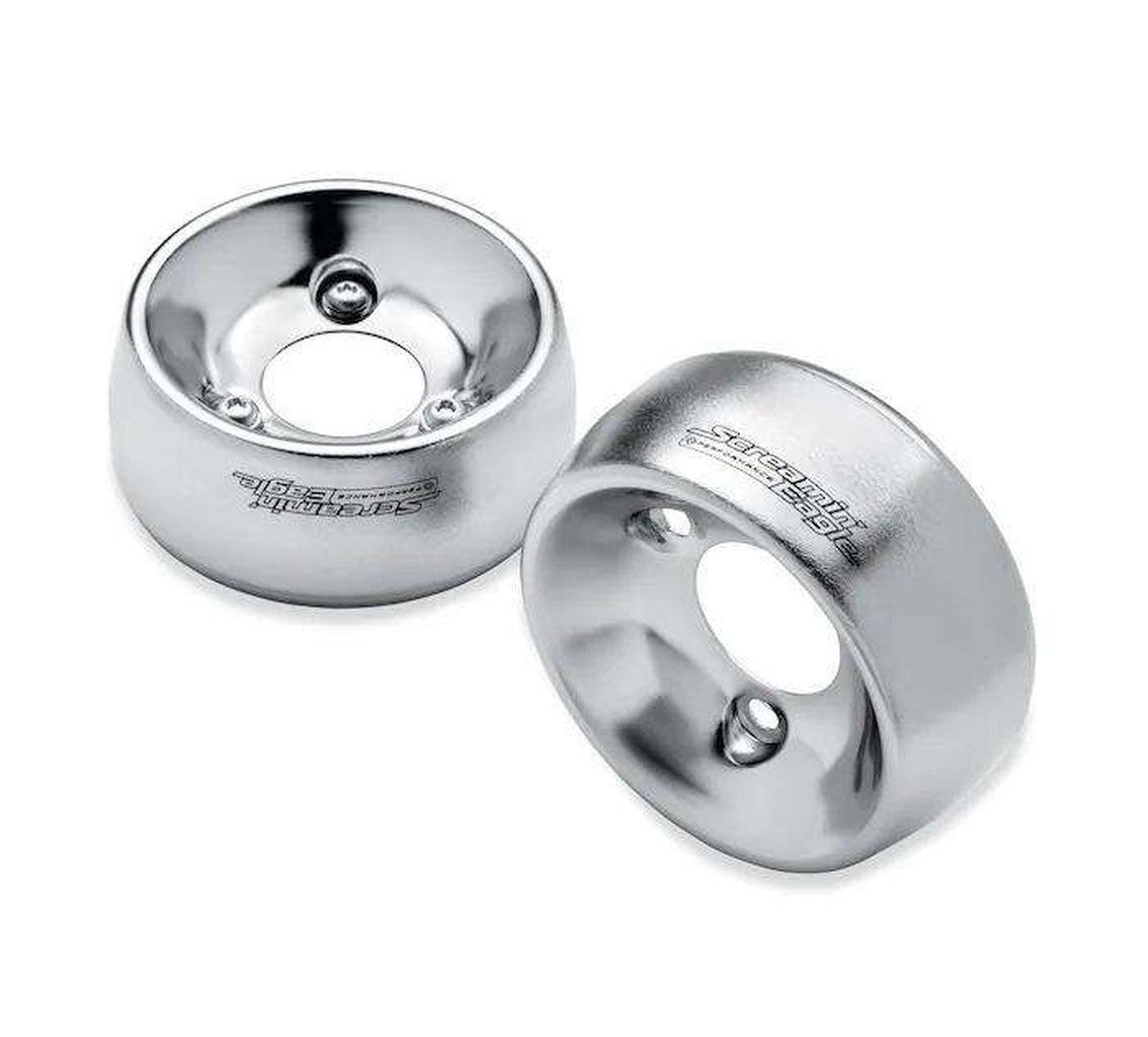 Brushed Satin Chrome 4.5 In. End Caps-65100123-Rolling Thunder Harley-Davidson