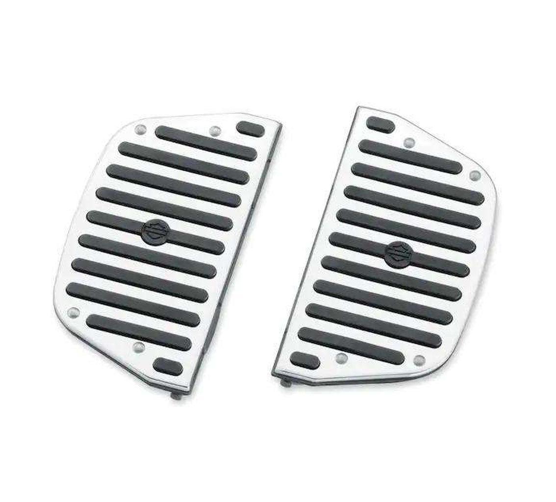 Chrome And Rubber Passenger Footboard Inserts - Traditional Shape-50177-95-Rolling Thunder Harley-Davidson