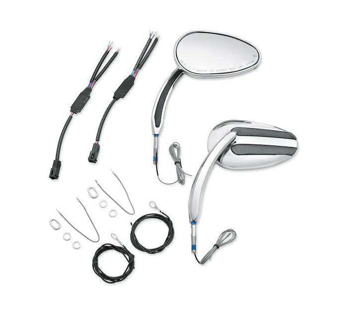 Chrome Mirrors With Auxiliary Running Light And Directional Indicator-56000080-Rolling Thunder Harley-Davidson