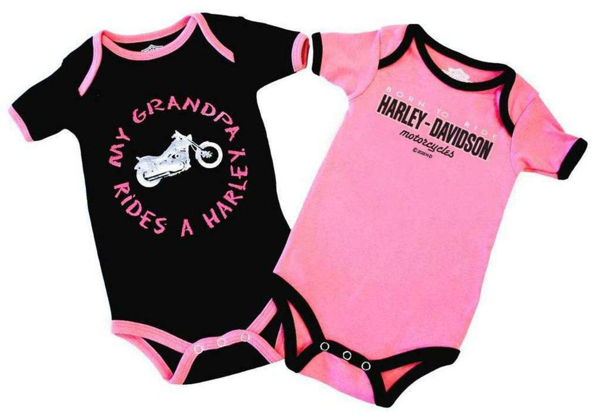 Girls &quot;My Grandpa Rides A Harley&quot; 2 Pack Bodysuits-Rolling Thunder Harley-Davidson