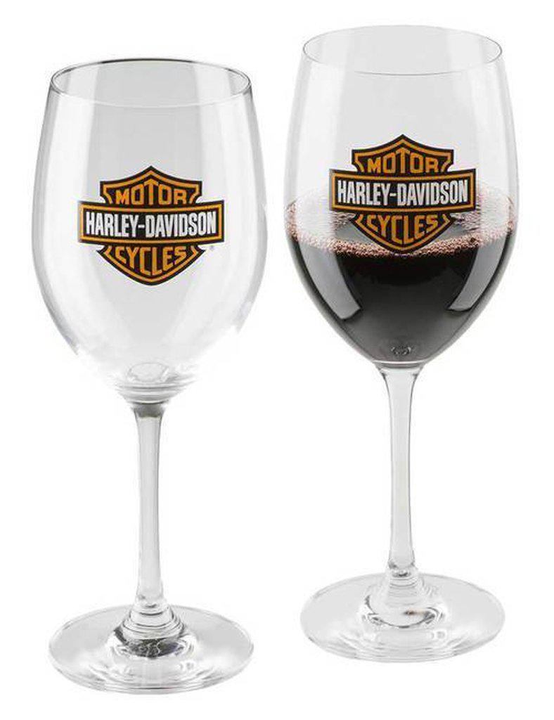 Harley-Davidson Bar &amp; Shield Wine Glass Set-HDX98708-Rolling Thunder Harley-Davidson