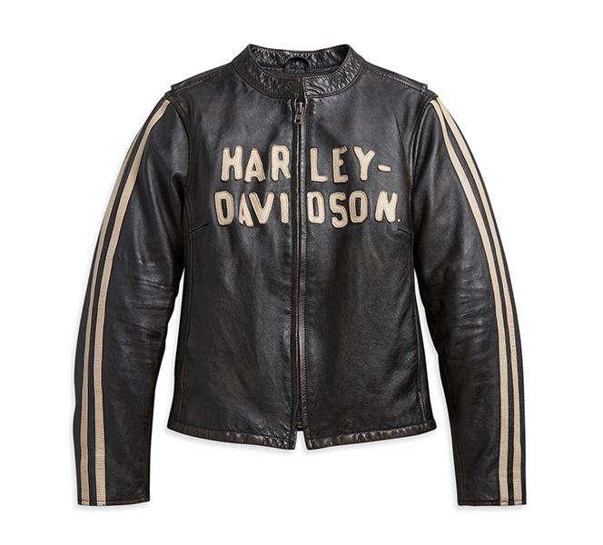 Harley-Davidson Ladies Sleeve Stripe Leather Jacket-Rolling Thunder Harley-Davidson