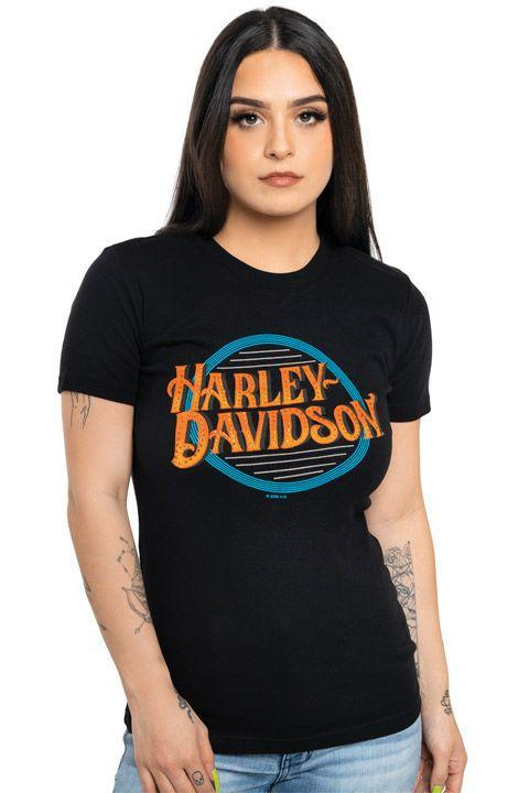 Harley-Davidson Liners Neon Ladies Tee-Rolling Thunder Harley-Davidson