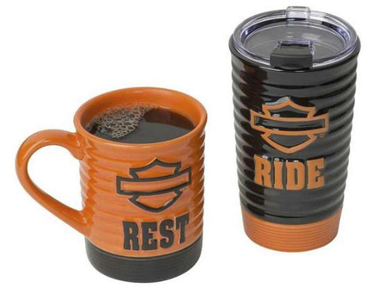 Harley-Davidson Ride &amp; Rest Coffee Mug Set-HDL18611-Rolling Thunder Harley-Davidson