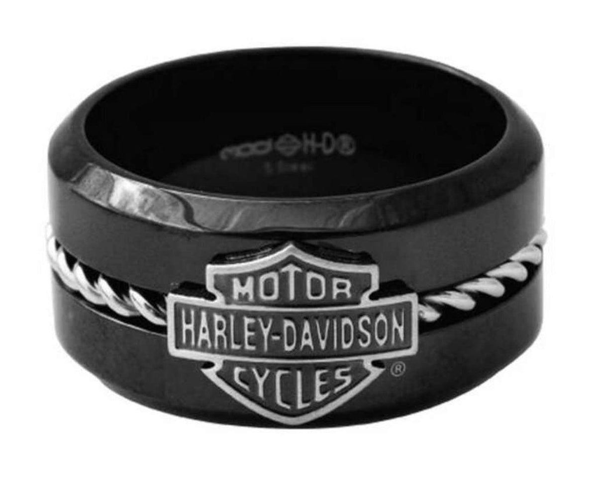Harley-Davidson Silver Wire Bar &amp; Shield Ring-Rolling Thunder Harley-Davidson