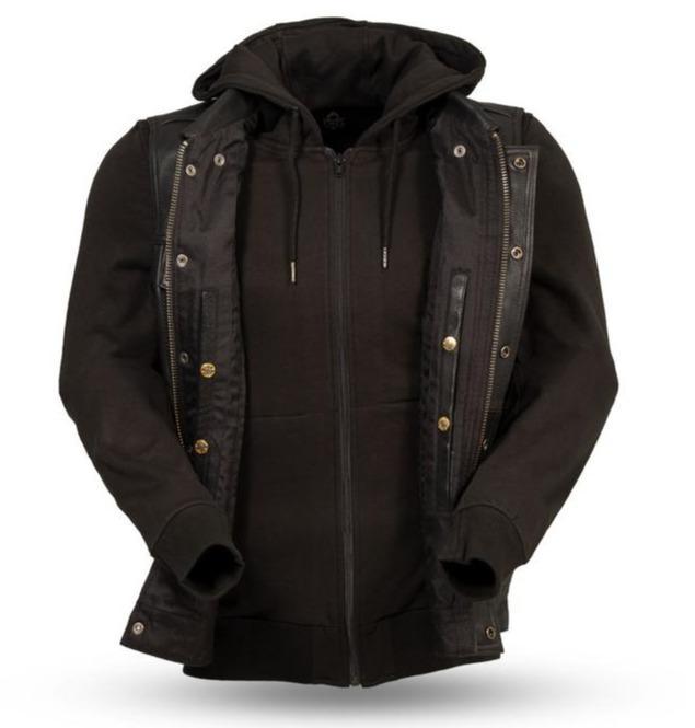 Kent - Men'S Leather Vest With Hoodie-Rolling Thunder Harley-Davidson
