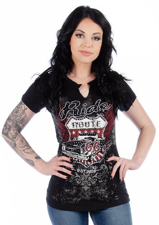 Kicks On 66 Ladies Tee-Rolling Thunder Harley-Davidson