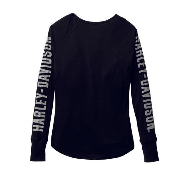 Ladies Bar &amp; Shield Long Sleeve Rib Knit Tee-99111-22VW/022L-Rolling Thunder Harley-Davidson