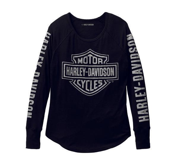 Ladies Bar &amp; Shield Long Sleeve Rib Knit Tee-99111-22VW/022L-Rolling Thunder Harley-Davidson