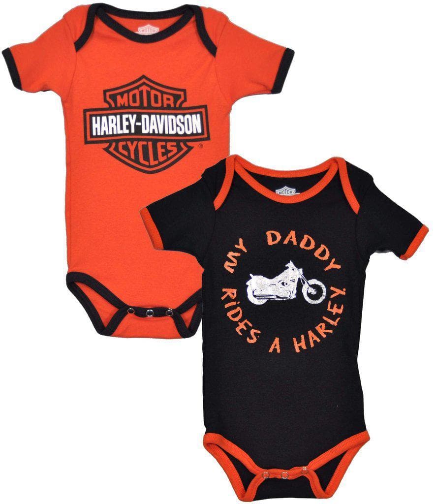 &quot;My Daddy Rides A Harley&quot; Two Pack Bodysuits-Rolling Thunder Harley-Davidson