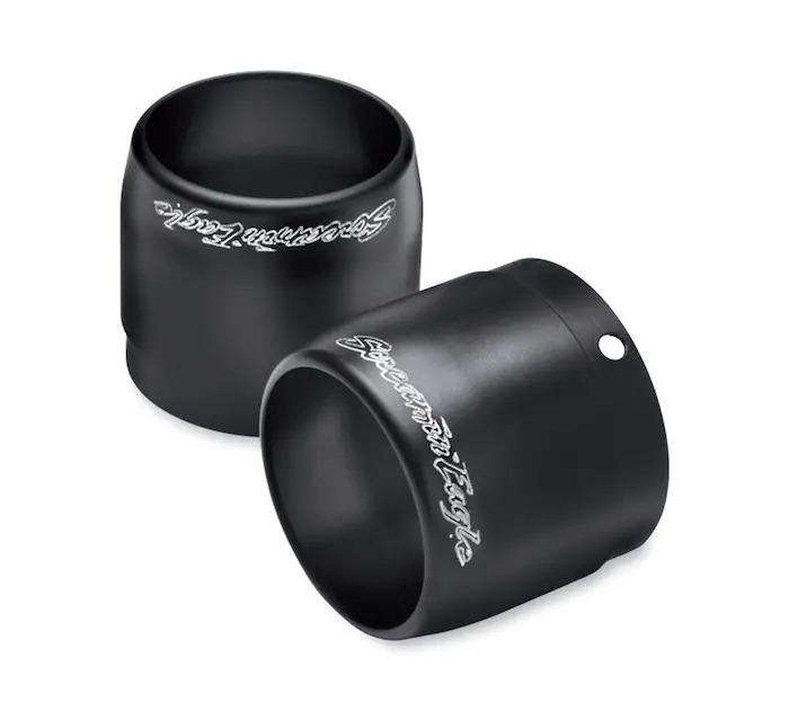 Satin Black Anodized 4 In. End Caps-65100028-Rolling Thunder Harley-Davidson