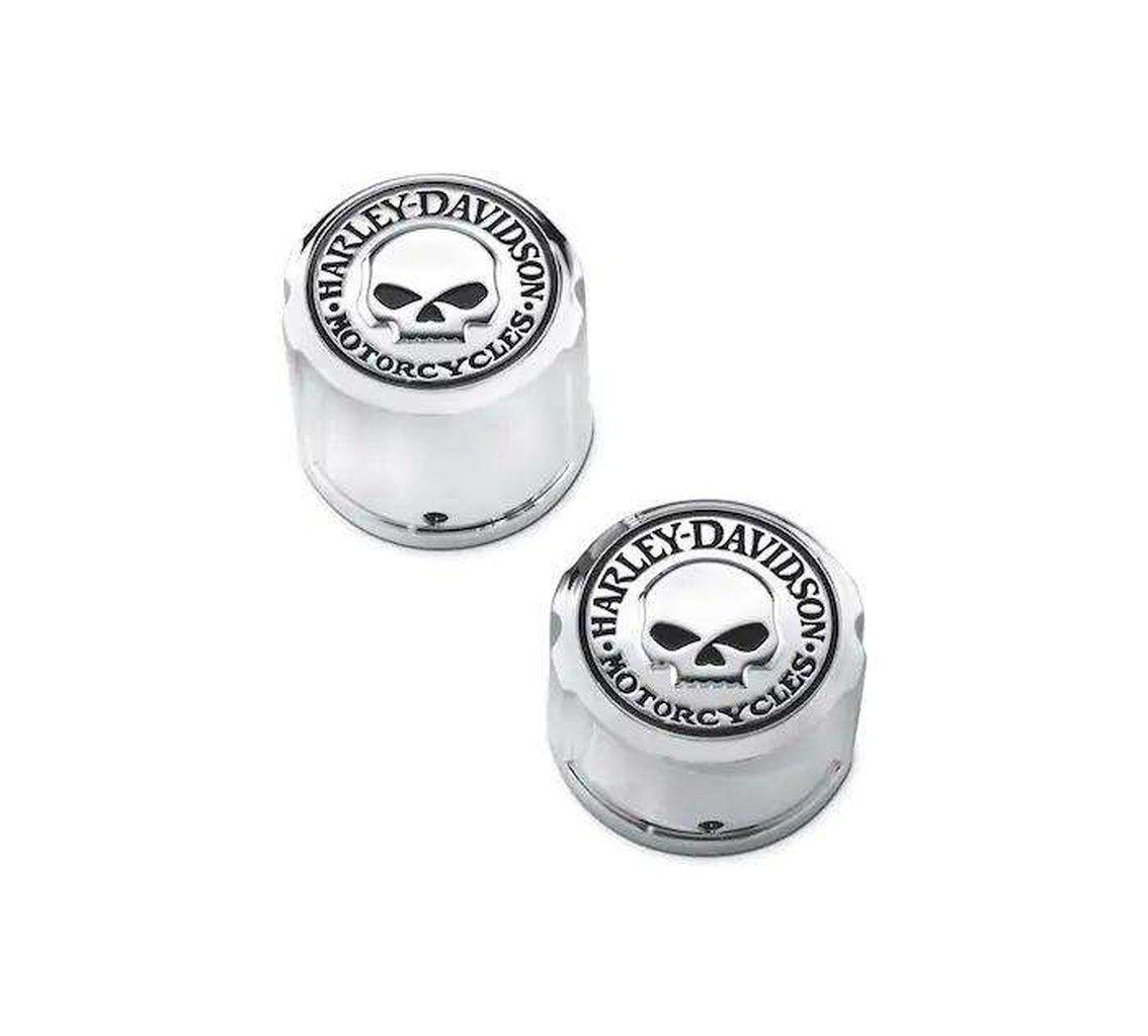 Willie G Skull Rear Axle Nut Covers &#39;00-&#39;07 Softail-43221-08-Rolling Thunder Harley-Davidson